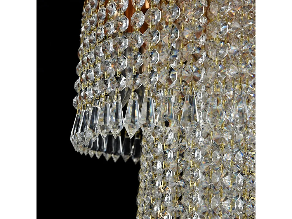 Cascade Lampadario Oro Antico & Cristallo, 12 Luci, E14