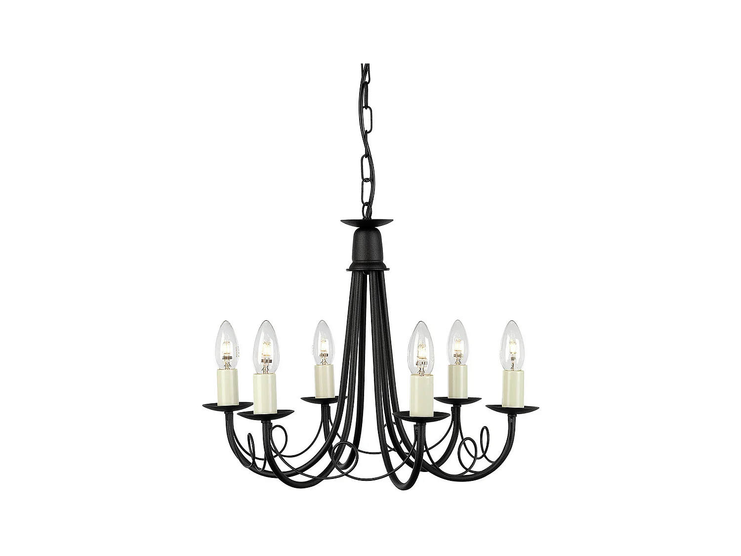 Elstead Minster - Lampadario a 6 luci finitura nera, attacco E14