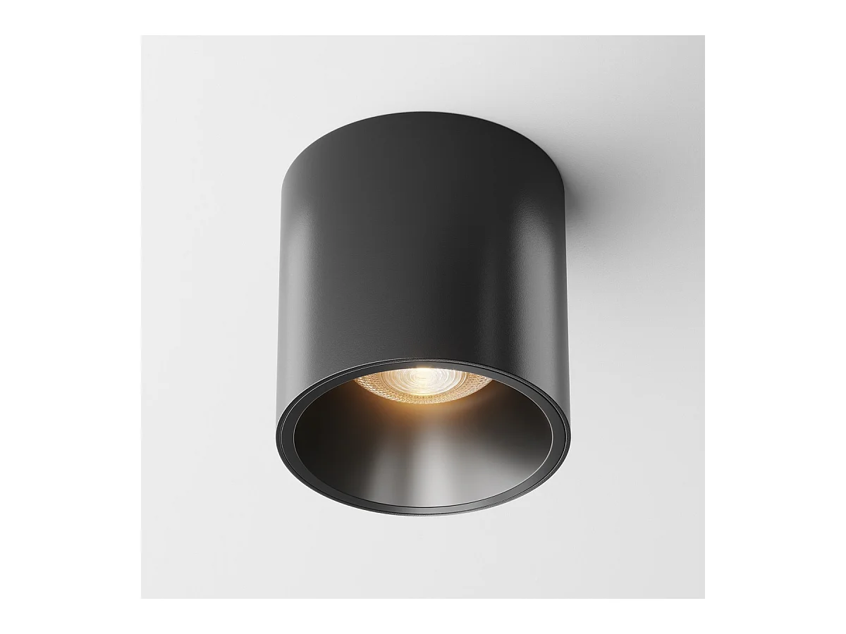 Maytoni Alfa LED Downlight dimmerabile montato su superficie nero, 7cm 3000K