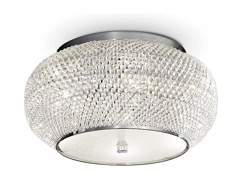 Ideal Lux Pasha' Plafonnier à 6 ampoules au chrome, cristal, E14