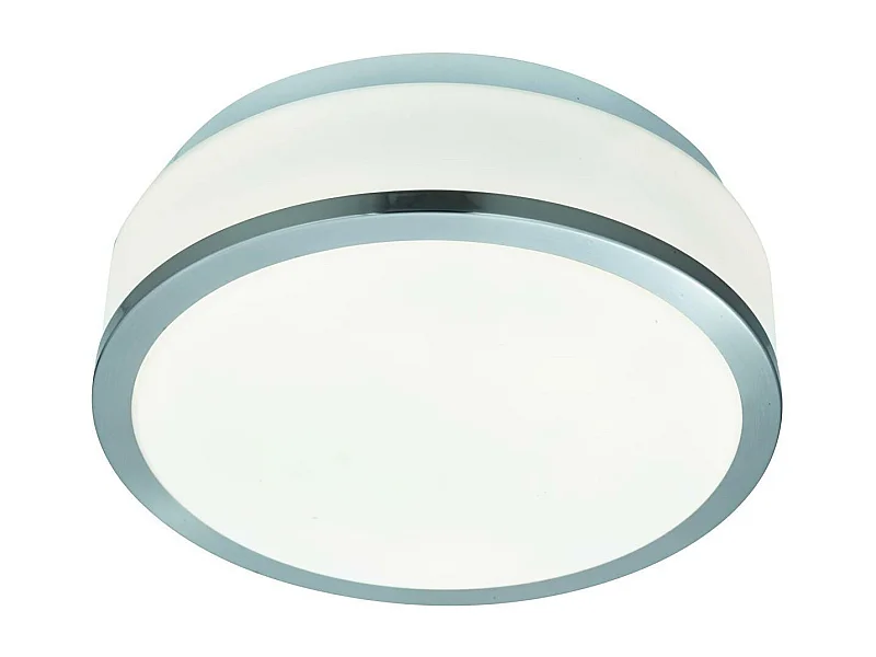 Searchlicht Discs - Badezimmer Flush 2 Lichtdecke Satin Silber, Opal IP44, E27