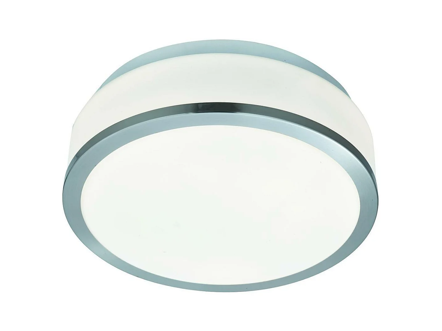 Searchlight Discs Badrumsspolning 2 Ljus Tak Satin Silver, Opal IP44, E27