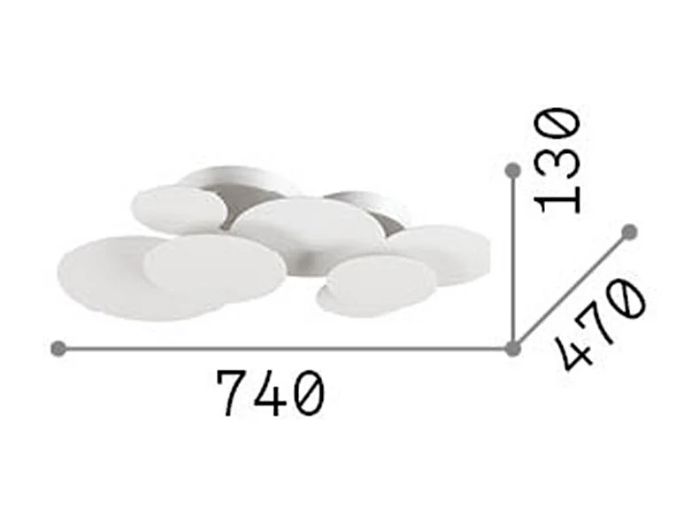 Ideal Lux CLOUD Circles Decorativo Plafoniera a Incasso Bianco 74cm 3000K