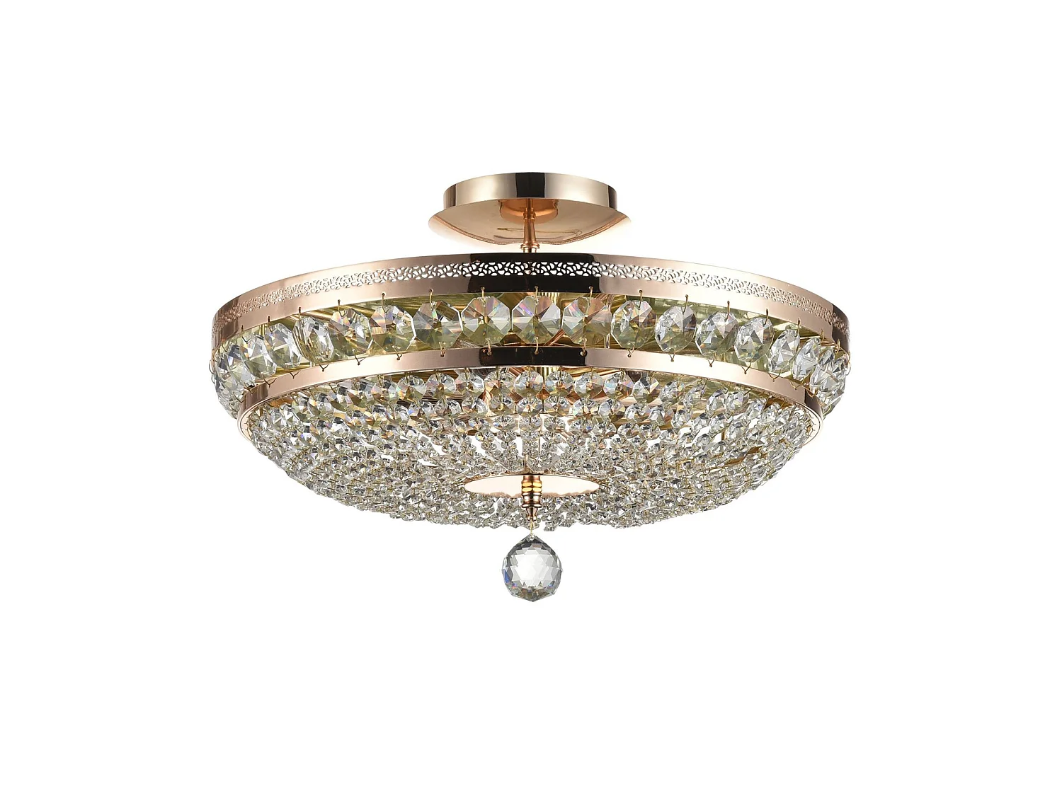Ottilia Lampada da soffitto semi-incasso oro e cristallo, 6 luci, E14