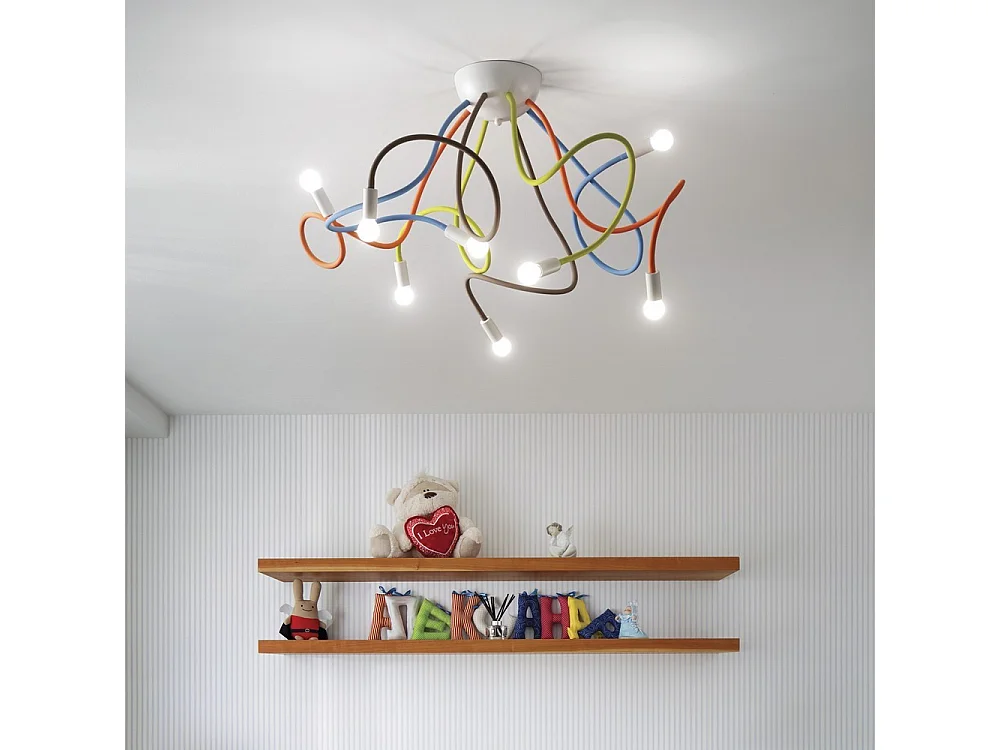 Ideal Lux Multiflex - Lámpara de techo de 8 luces con múltiples brazos Multicolor
