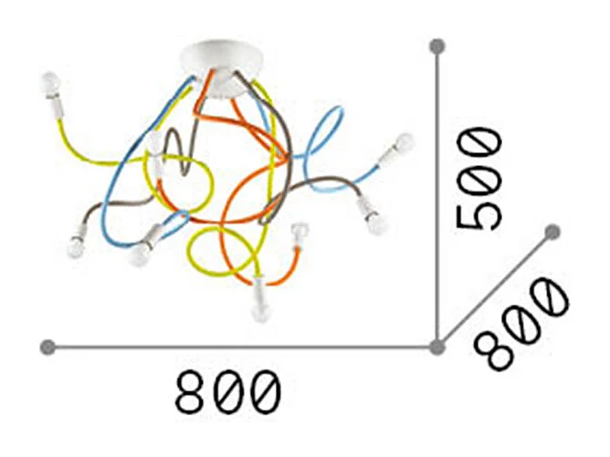 Ideal Lux Multiflex - Lámpara de techo de 8 luces con múltiples brazos Multicolor