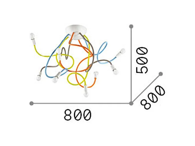 Ideal Lux Multiflex - 8 licht Multi Arm Deckenleuchte Multicolor