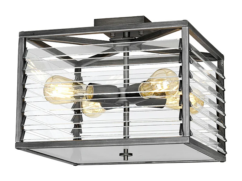 Louvre 4 licht Flush licht Gunmetal-Lackierung