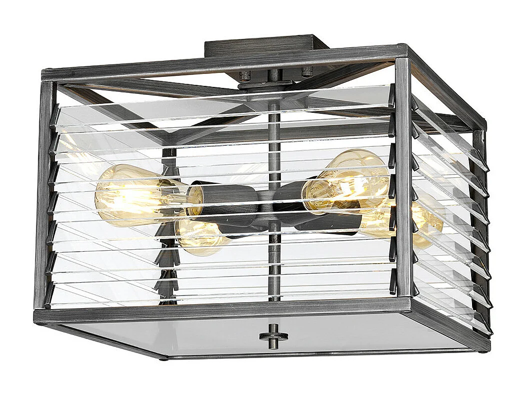 Louvre 4 licht Flush licht Gunmetal-Lackierung