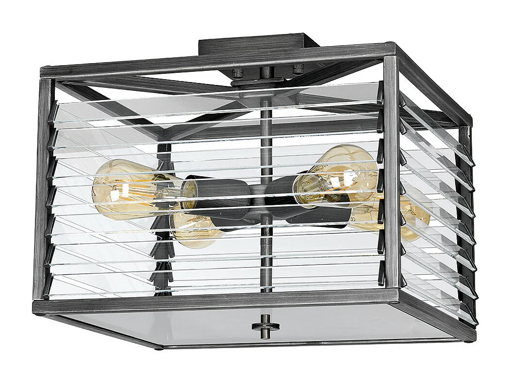 Louvre 4 licht Flush licht Gunmetal-Lackierung