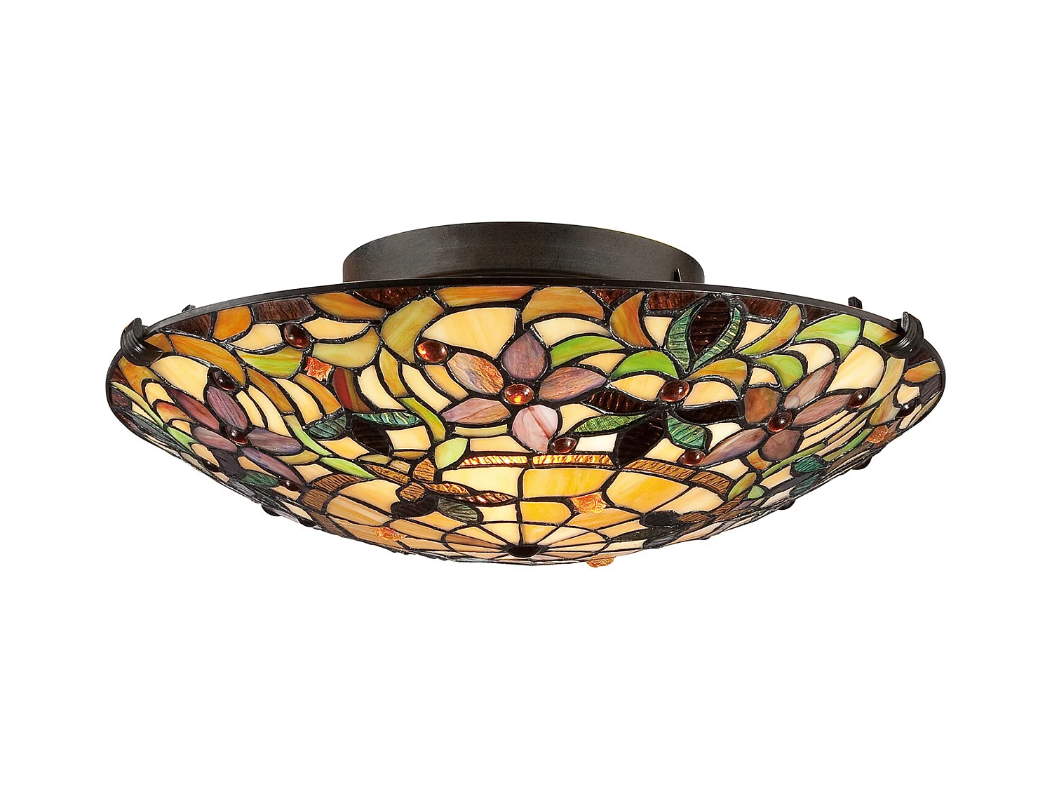 Elstead Kami Plafonnier Tiffany à 2 Lumières, Bronze Vintage, E27