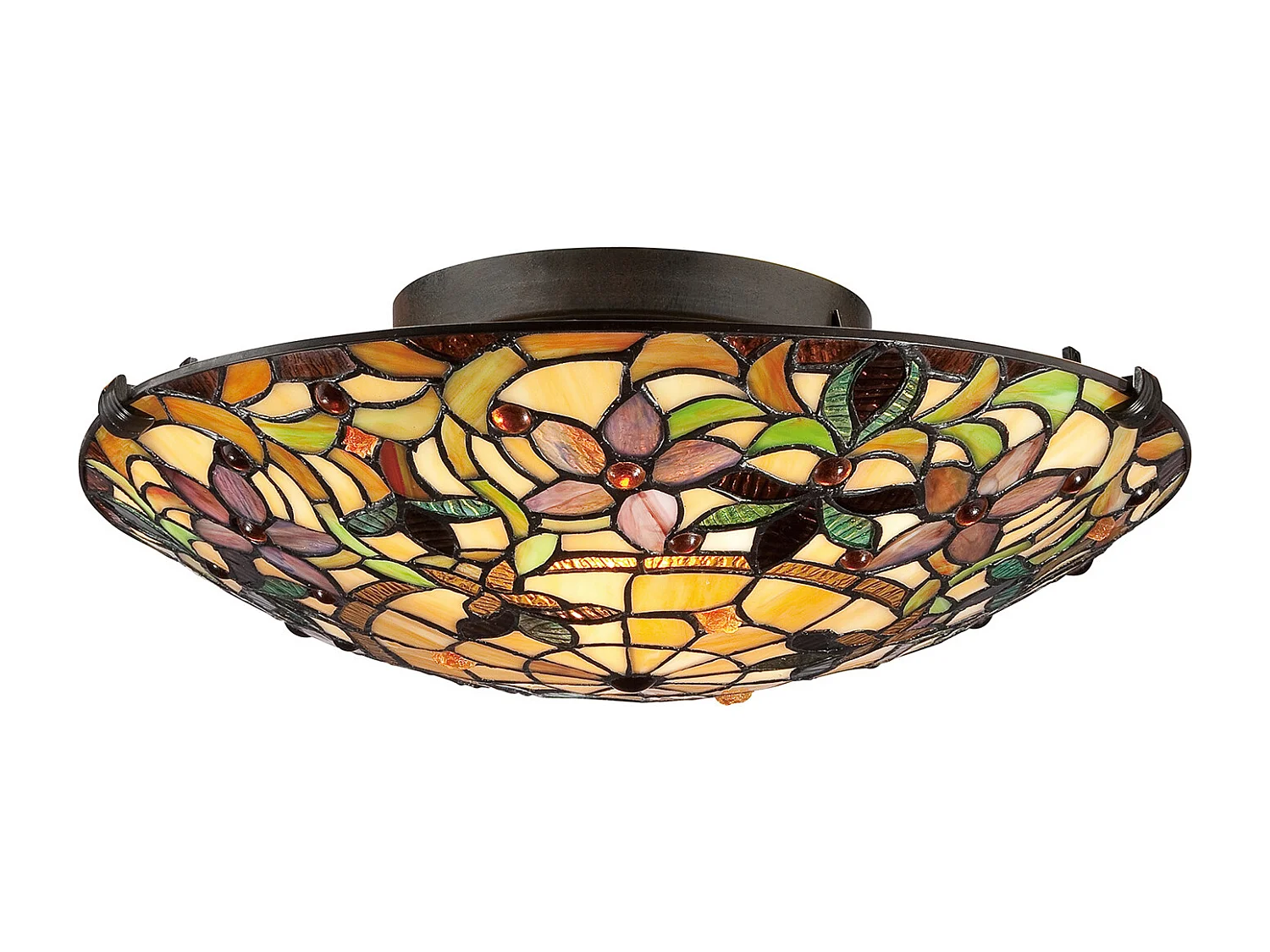 Elstead Kami - Plafoniera da incasso a 2 luci Tiffany vintage bronzo, attacco E27