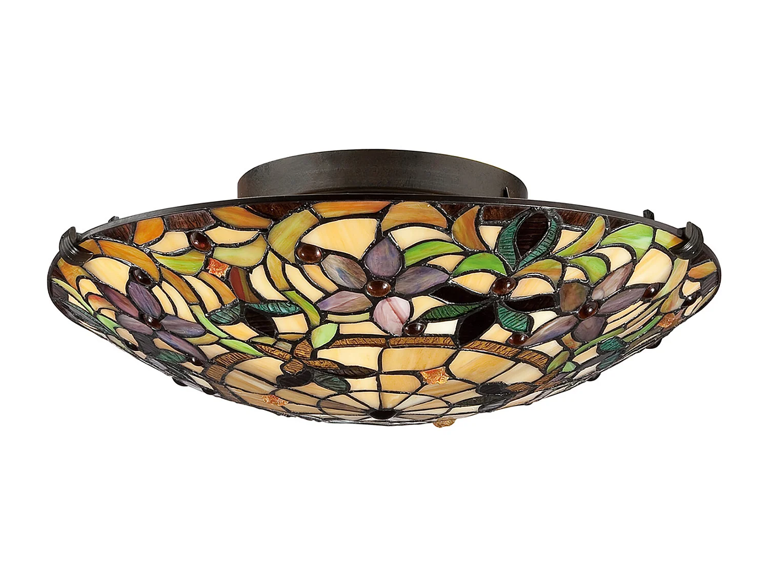 Elstead Kami - Plafoniera da incasso a 2 luci Tiffany vintage bronzo, attacco E27