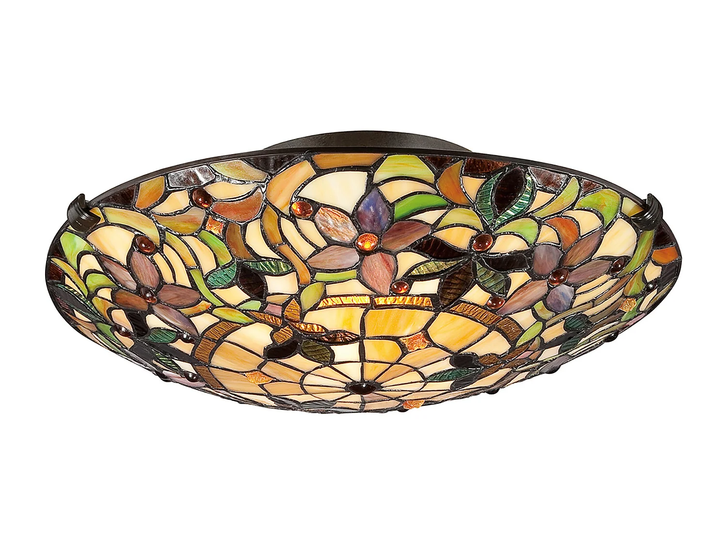 Elstead Kami - Plafoniera da incasso a 2 luci Tiffany vintage bronzo, attacco E27