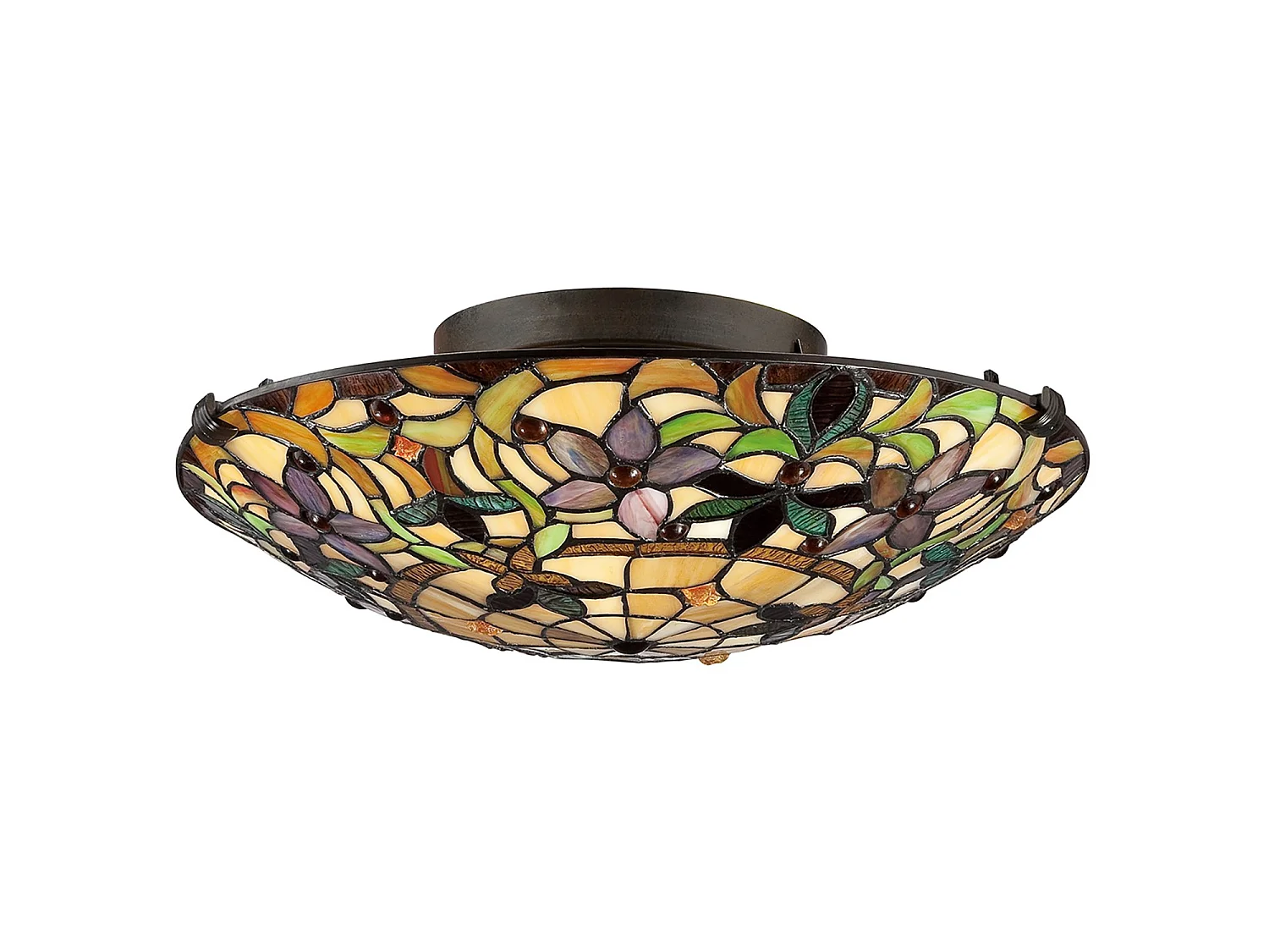 Elstead Kami - Plafoniera da incasso a 2 luci Tiffany vintage bronzo, attacco E27