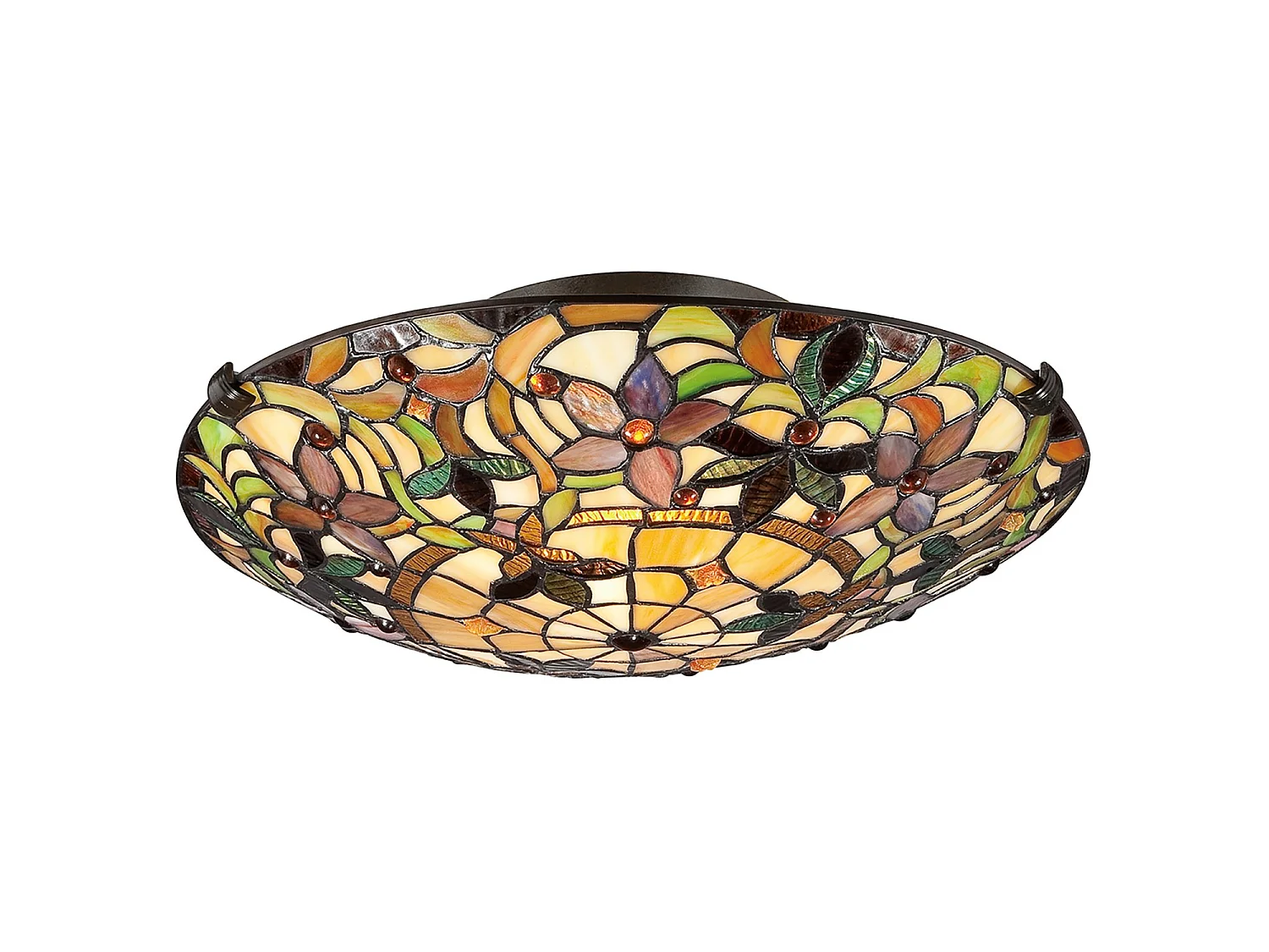 Elstead Kami - Plafoniera da incasso a 2 luci Tiffany vintage bronzo, attacco E27