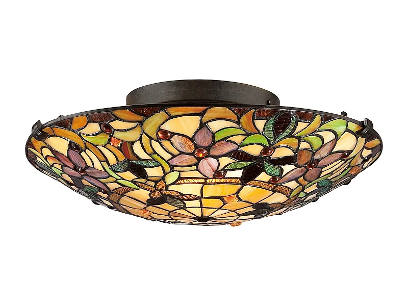 Elstead Kami - Plafoniera da incasso a 2 luci Tiffany vintage bronzo, attacco E27
