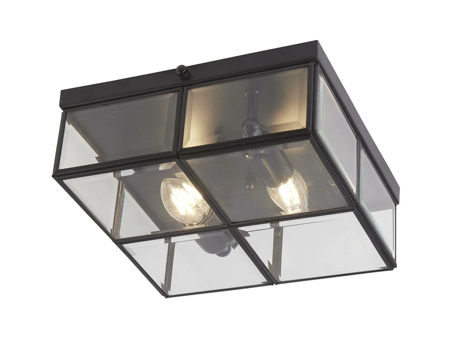 Searchlight 2 Light Semi Flush Matt Black, E14