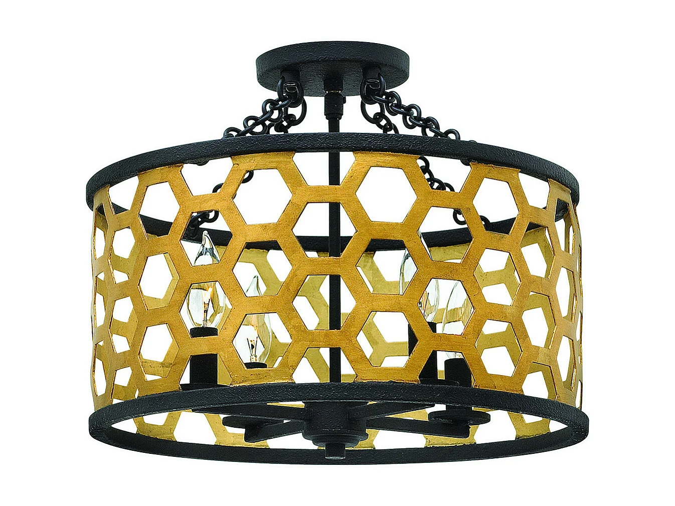 Elstead Felix 4 Ljus Semi Flush Ceiling Light Gold, E14