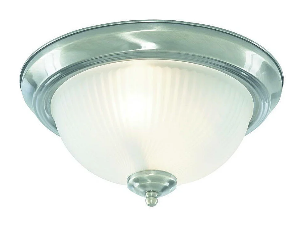 Searchlight Flush - Flusso Bagno 2 Luci Soffitto Argento Satinato IP44, E14