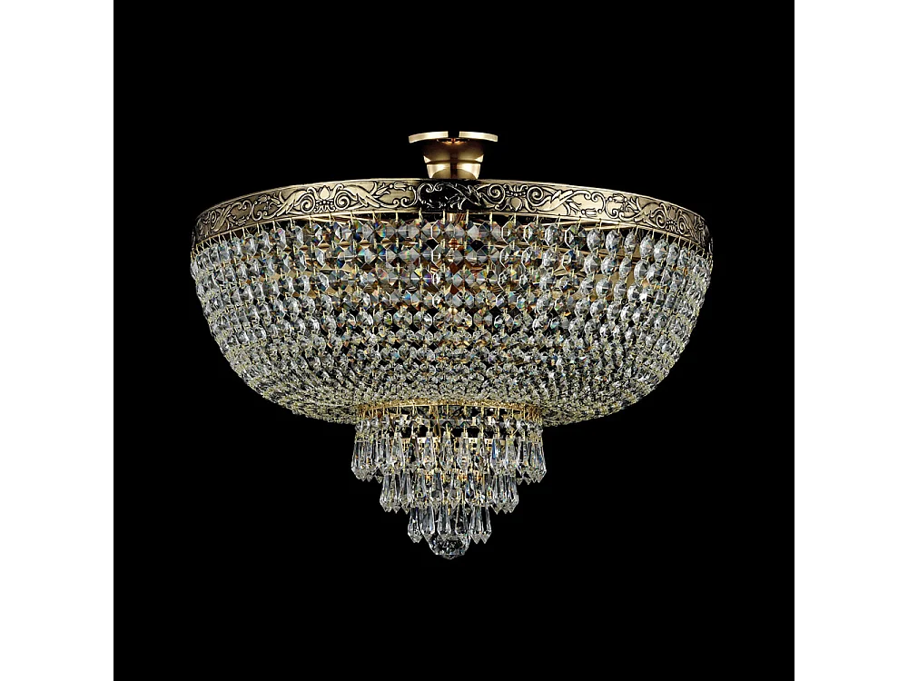 Palace Soffitto semi-incasso oro antico e cristallo, 6 luci, E27