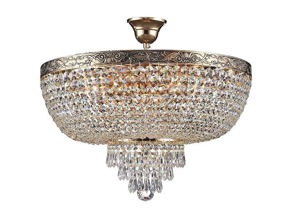 Palace Soffitto semi-incasso oro antico e cristallo, 6 luci, E27