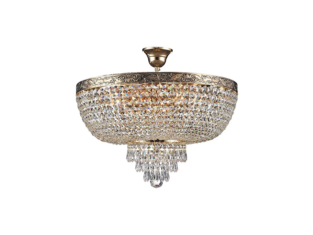 Palace Plafón Semi Empotrado Oro Antiguo & Cristal, 6 Luces, E27