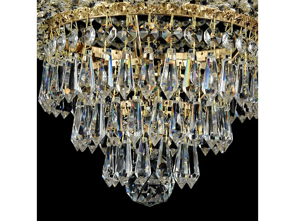 Palace Plafón Semi Empotrado Oro Antiguo & Cristal, 6 Luces, E27