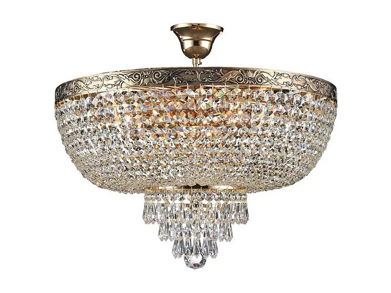 Palace Soffitto semi-incasso oro antico e cristallo, 6 luci, E27