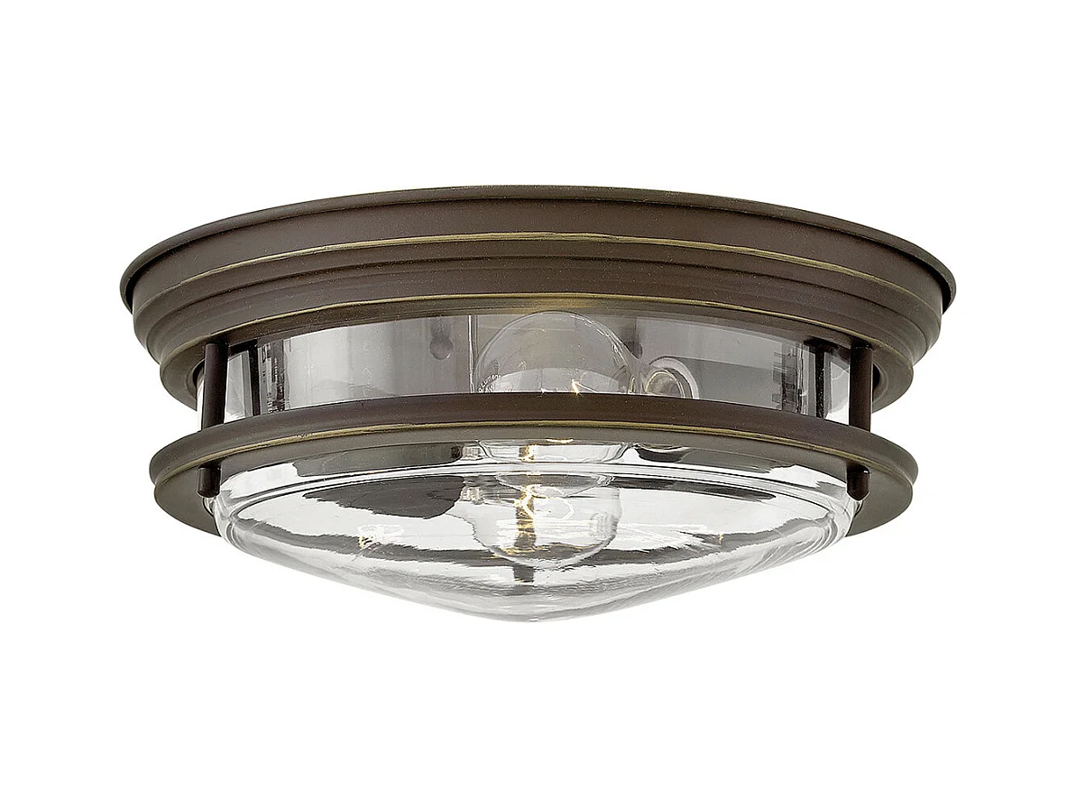 Hadrian Hinkley 2 licht Flush Mount Oil Rubbed Bronze mit Glas IP44