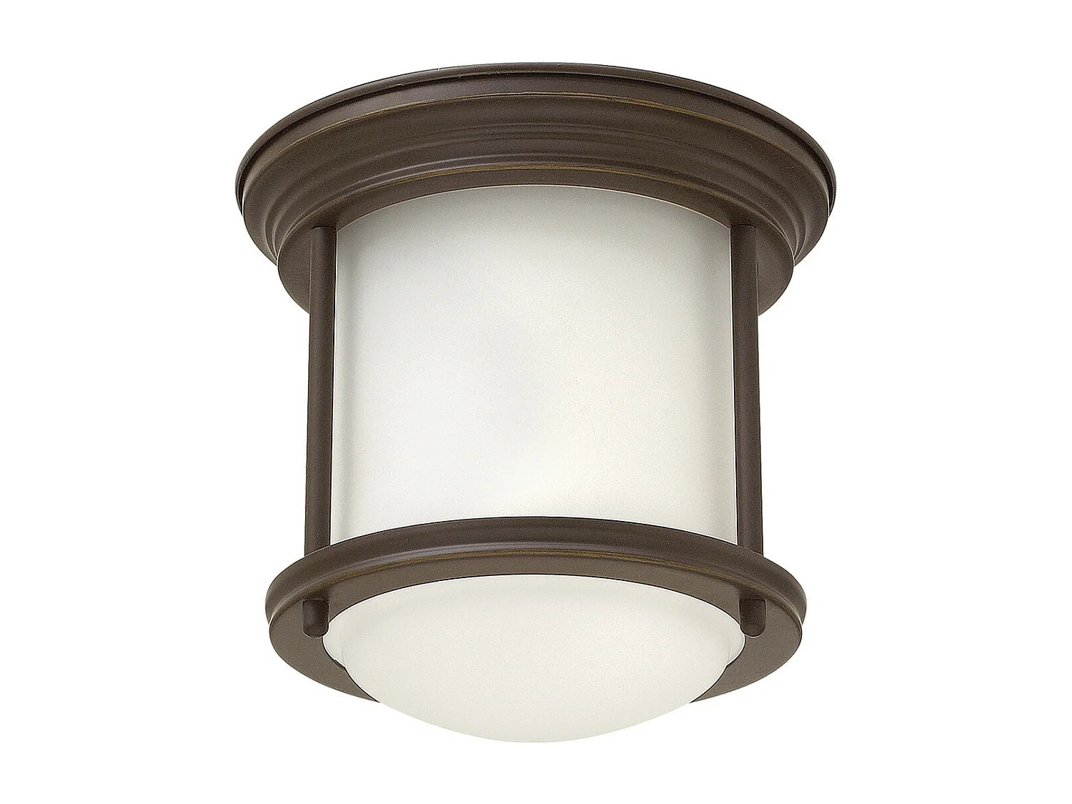 Hadrian Hinkley 1 licht Flush Mount Oil Rubbed Bronze mit Opalglas IP44