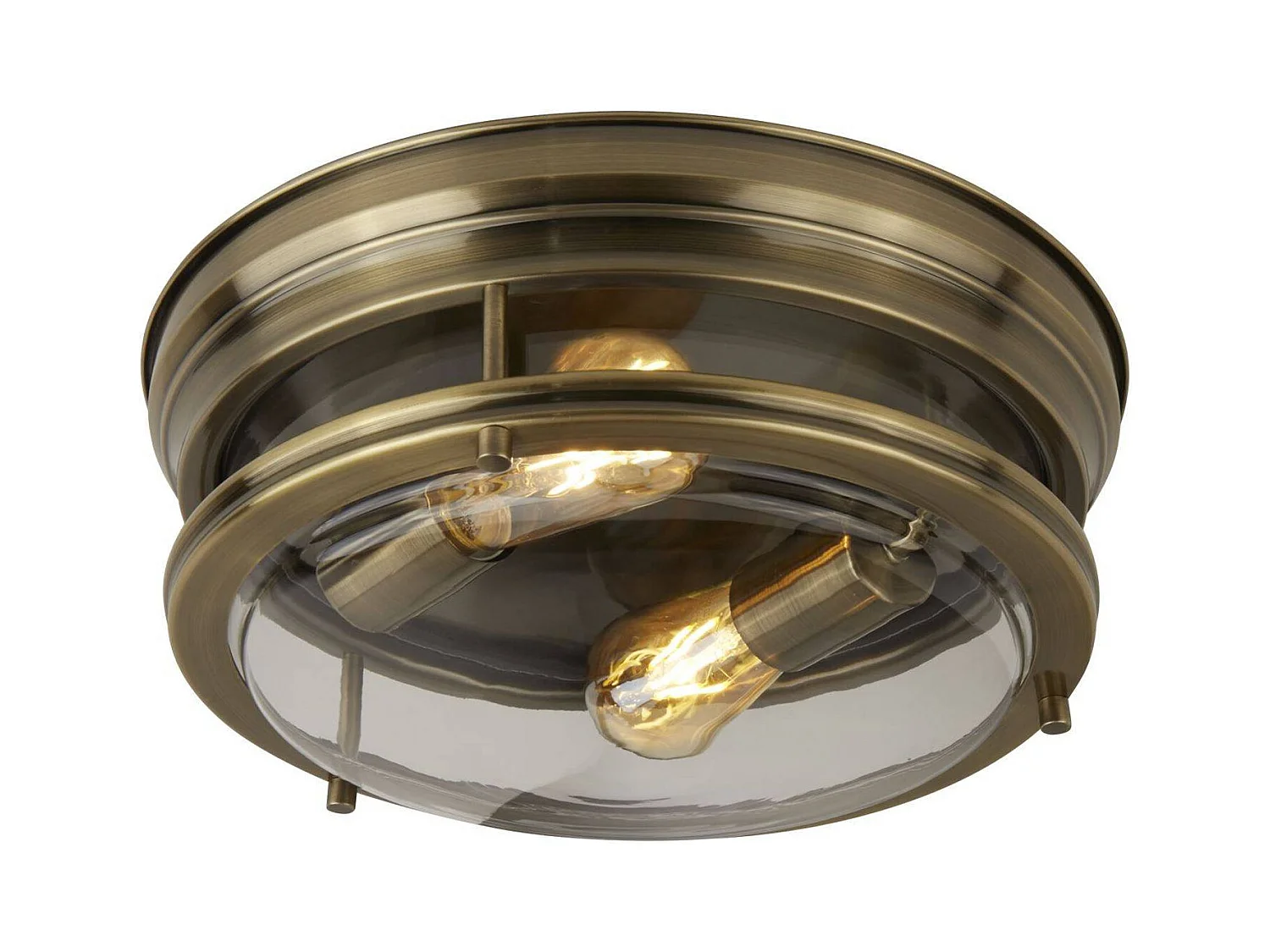 Searchlicht Edinburgh - 2 Licht Badezimmer Flush Deckenleuchte Antik Messing IP44, E27