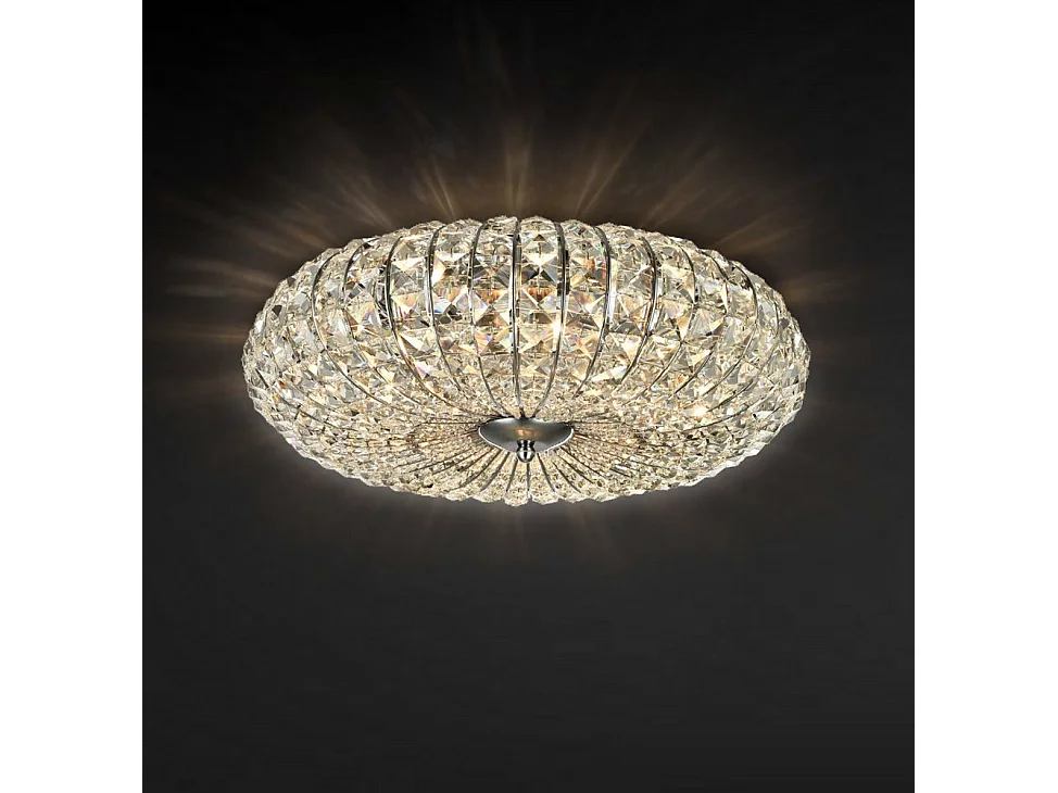 Broche Unterputz-Deckenlampe Nickel & Kristall, 6 Licht, E14