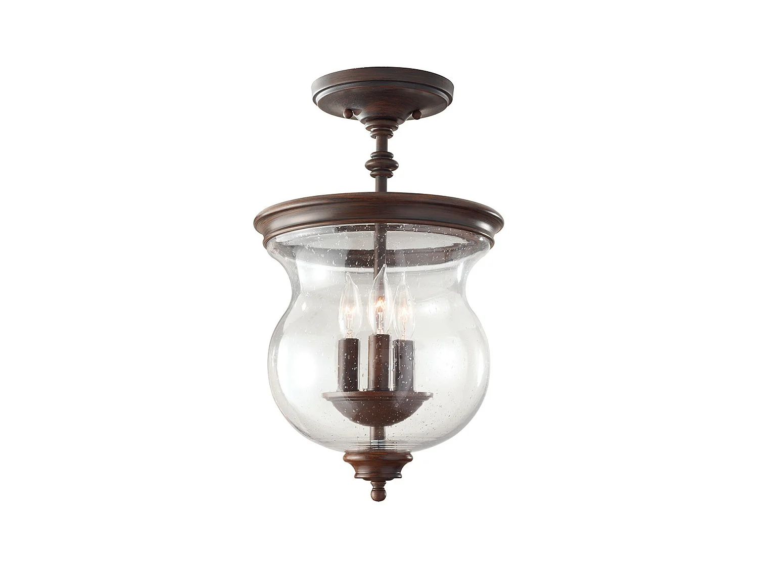 Elstead Pickering Lane Plafonnier semi-affleurant à 3 ampoules, bronze antique, E14