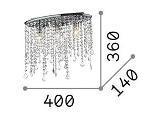 Ideal Lux Rain Clear Plafonnier à 3 ampoules, petit, chrome, E14