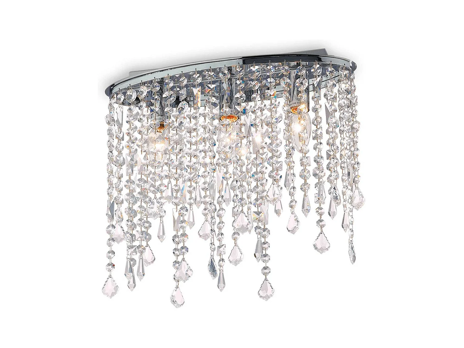 Ideal Lux Rain Clear Plafonnier à 3 ampoules, petit, chrome, E14