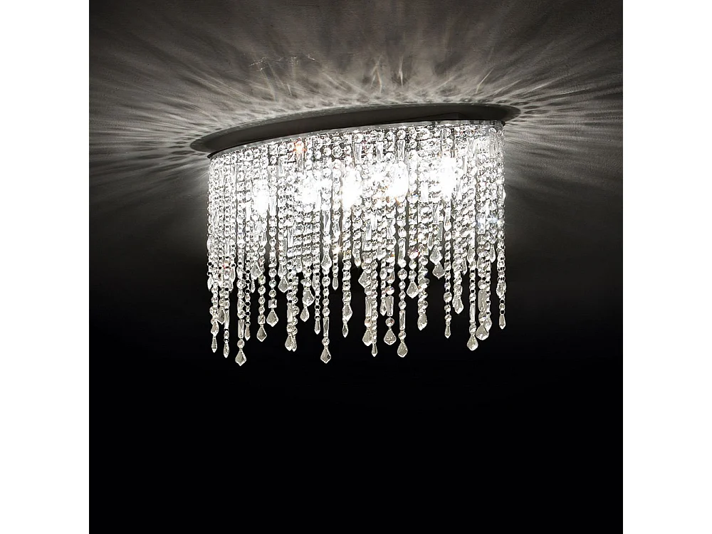 Ideal Lux Rain Clear Plafonnier à 3 ampoules, petit, chrome, E14