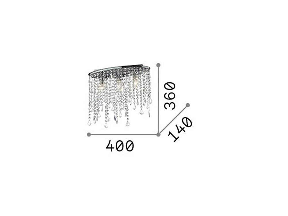 Ideal Lux Rain Clear Plafonnier à 3 ampoules, petit, chrome, E14