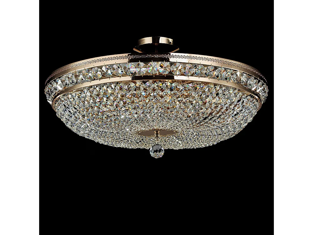 Ottilia Lampada da soffitto semi-incasso oro e cristallo, 12 luci, E14