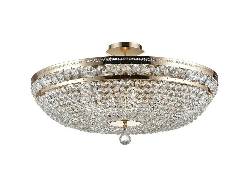 Ottilia Plafonnier semi-encastré or et cristal, 12 lumières, E14