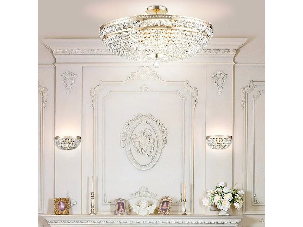 Ottilia Lampada da soffitto semi-incasso oro e cristallo, 12 luci, E14
