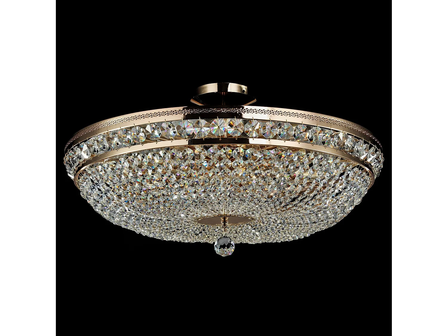 Ottilia Lampada da soffitto semi-incasso oro e cristallo, 12 luci, E14