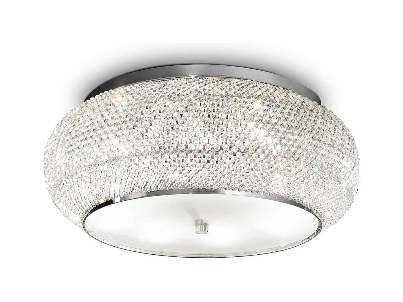 Ideal Lux Pasha' Plafonnier à 10 ampoules au chrome, cristal, E14