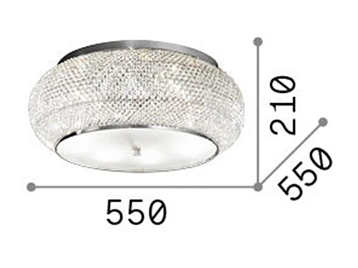 Ideal Lux Pasha' - 10 licht Deckeneinbauleuchte Chrom, Kristall, E14