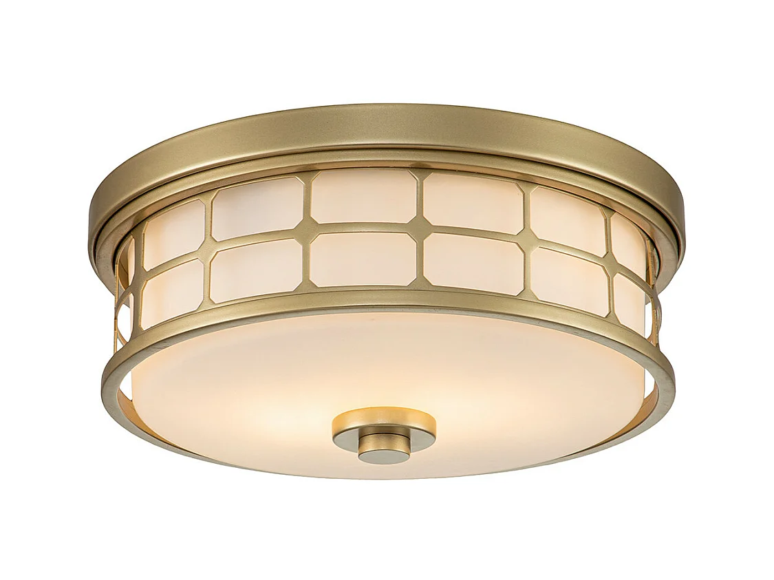 Elstead Quoizel Guardian Plafonnier Cylindrique Laiton Naturel Peint, IP44