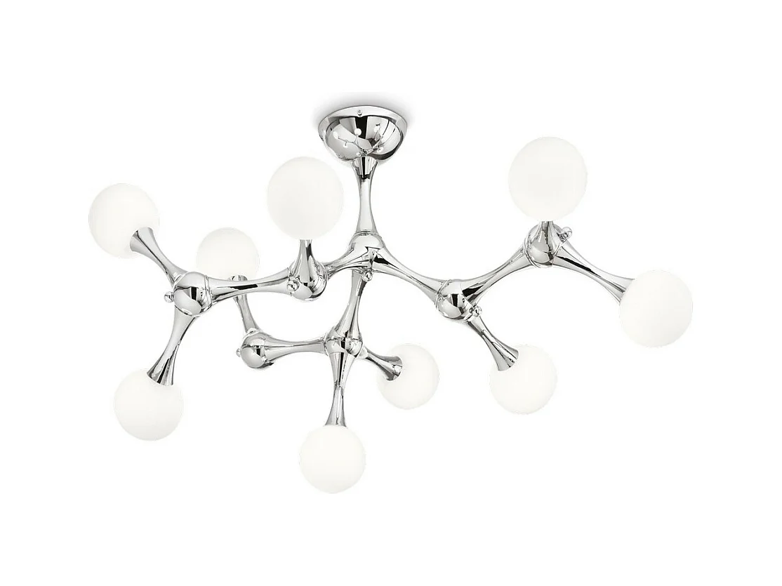 Ideal Lux Nodino Plafonnier à 9 ampoules moyennes à bras multiples, chrome, G9