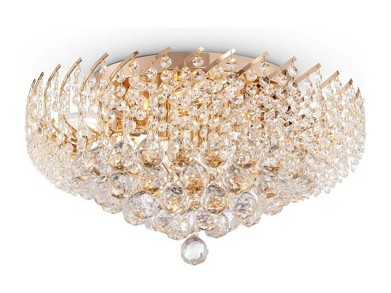 Karolina Halbbündige Deckenlampe Gold & Kristall, 9 Licht, E14