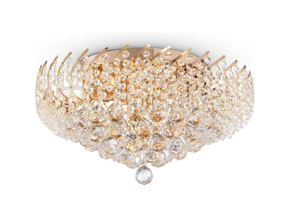 Karolina Plafonnier semi-encastré or et cristal, 9 lumières, E14