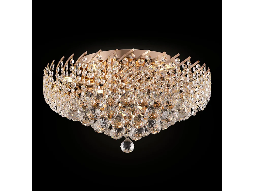 Karolina Plafón Semi Empotrado Oro & Cristal, 9 Luces, E14