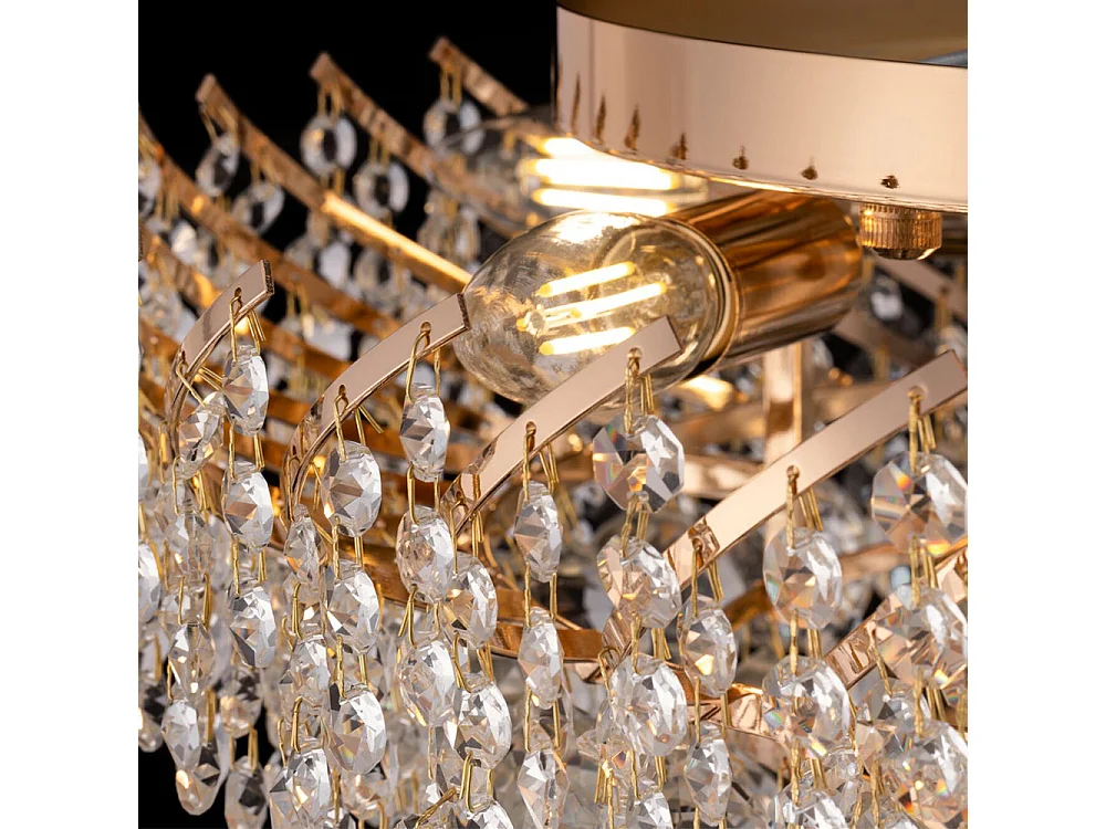 Karolina Plafón Semi Empotrado Oro & Cristal, 9 Luces, E14